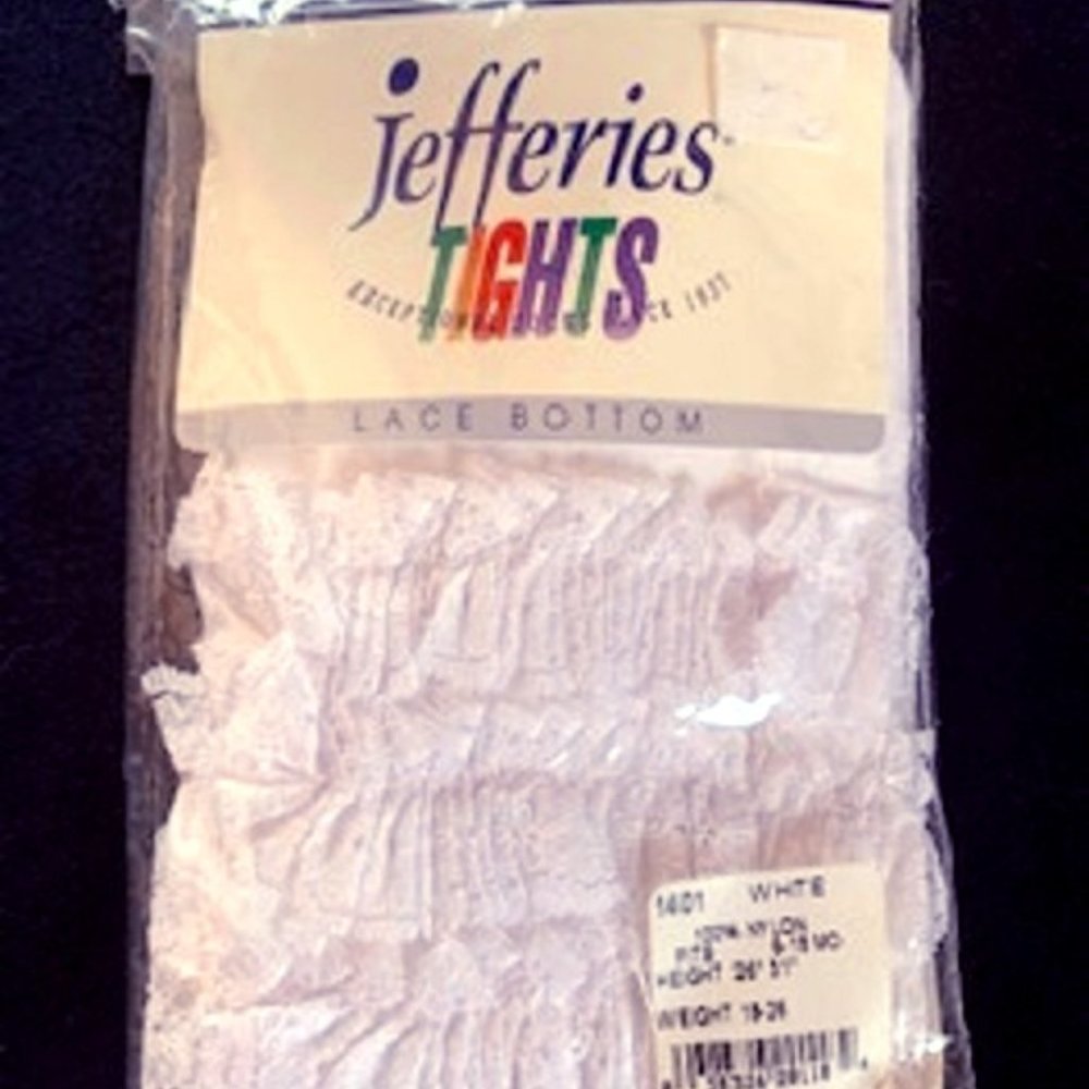 NWT Baby Girls' Jefferies Rumba Tights Lace Bottom White Sz: 6-18 Months